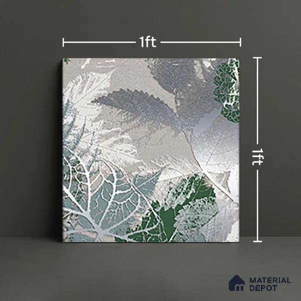 Floral Wall Tile TL 07248 Plana 8001 GLM (Silver) 1 ft x 1 ft Ceramic Matte Finish - 9 mm  | 2 mm Spacer is Mandatory | Please Expect a Slight Variation of Pattern (Sample)